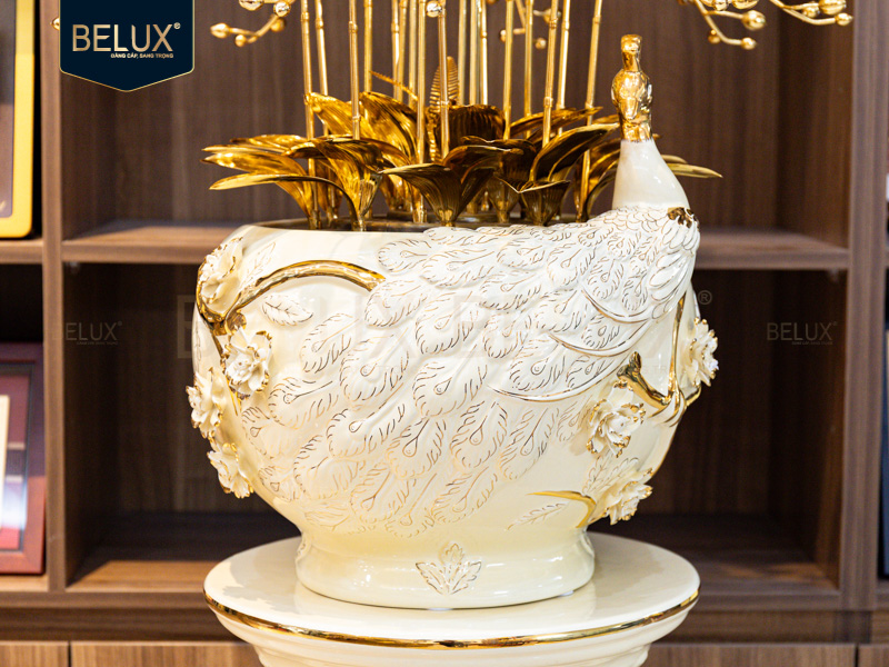 Chậu Lan Phú Quý Cát Tường Mạ Tam Khí Cao 1m64