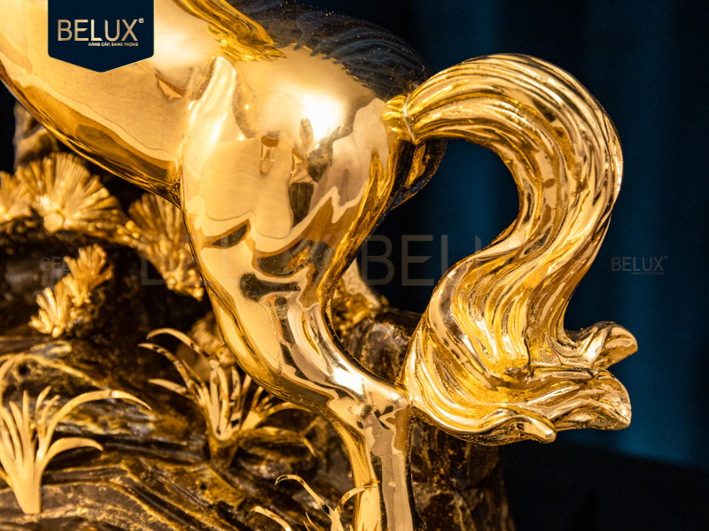 Tượng Ngựa Mã Vương Phú Quý Dát Vàng 24K
