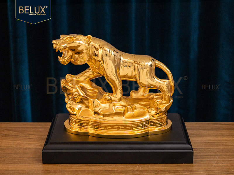 Tượng Linh Vật Hổ Phong Thủy Bằng Đồng Mạ Vàng 24k