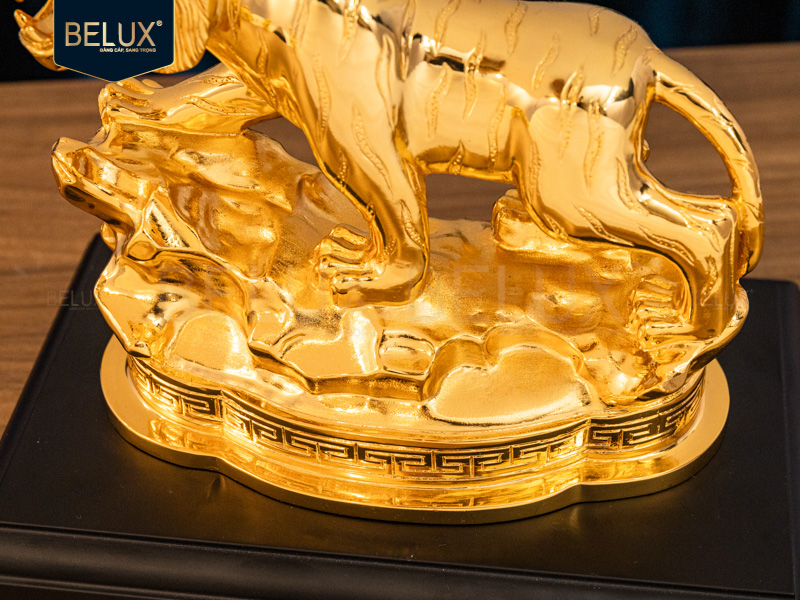 Tượng Linh Vật Hổ Phong Thủy Bằng Đồng Mạ Vàng 24k