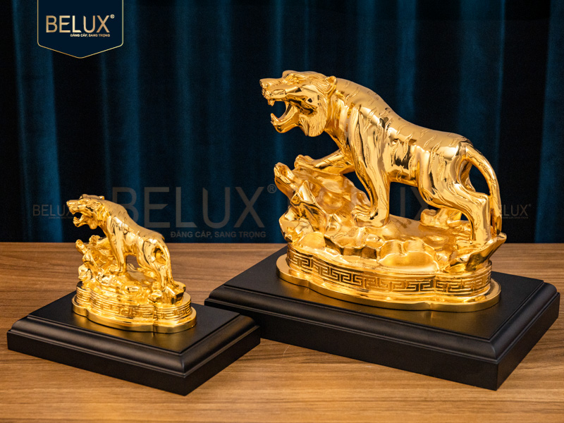 Tượng Linh Vật Hổ Phong Thủy Bằng Đồng Mạ Vàng 24k