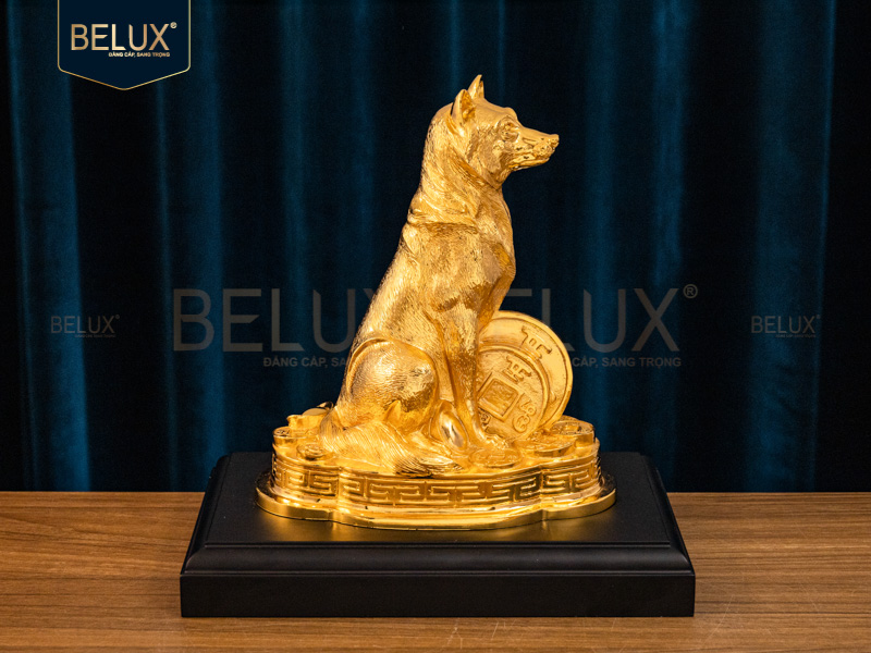Tượng Chó Mạ Vàng 24k Cao 19cm