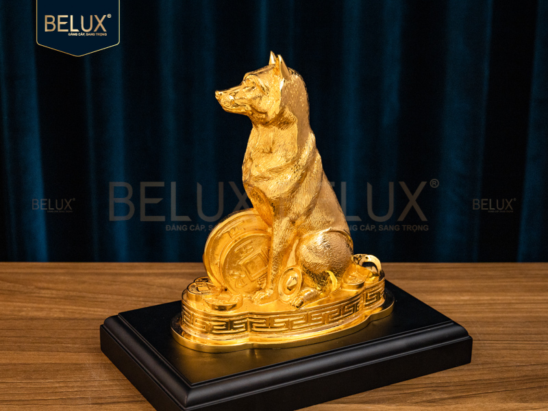 Tượng Chó Mạ Vàng 24k Cao 19cm