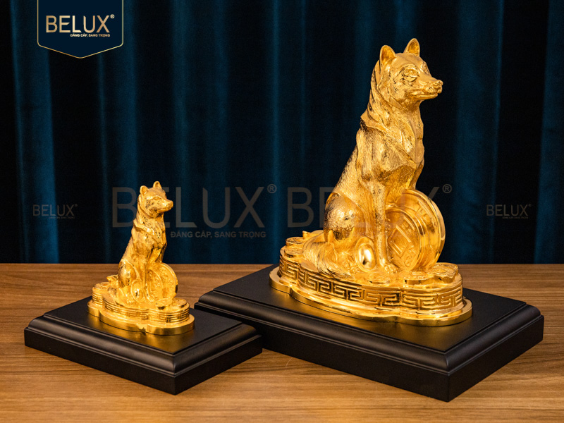 Tượng Chó Mạ Vàng 24k Cao 19cm