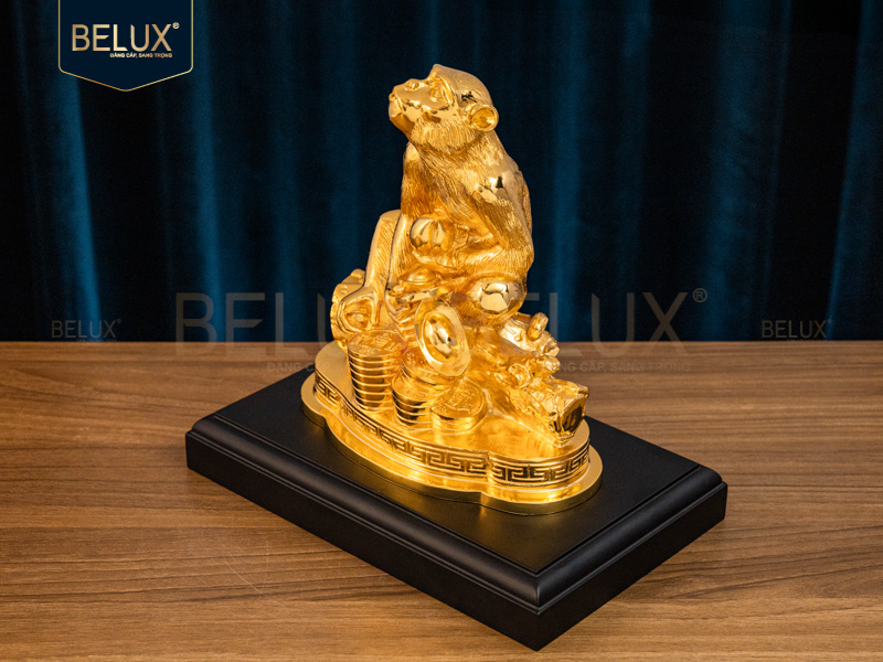 Tượng Linh Vật Khỉ Phong Thủy Mạ Vàng Cao 19cm