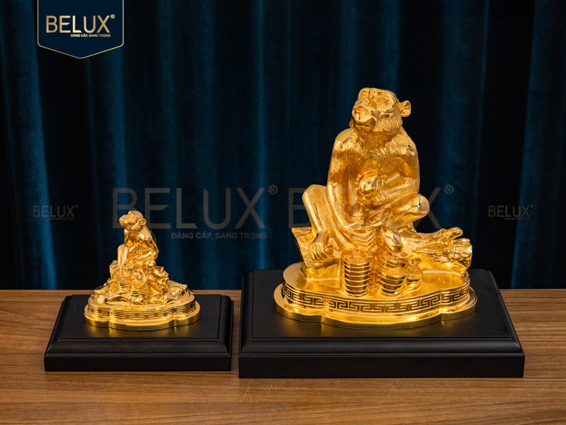 Tượng Linh Vật Khỉ Phong Thủy Mạ Vàng Cao 19cm