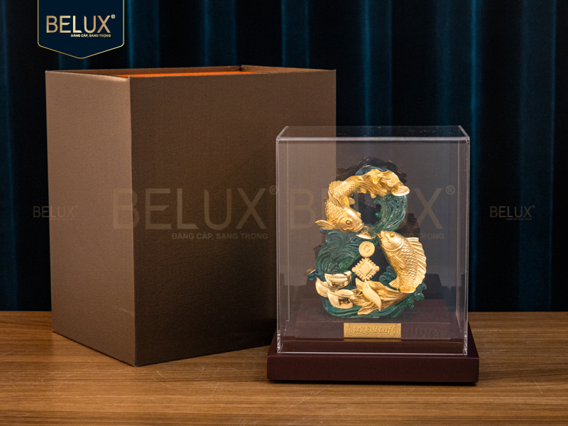 Tượng song ngư lưu ly dát vàng 24k&nbsp;