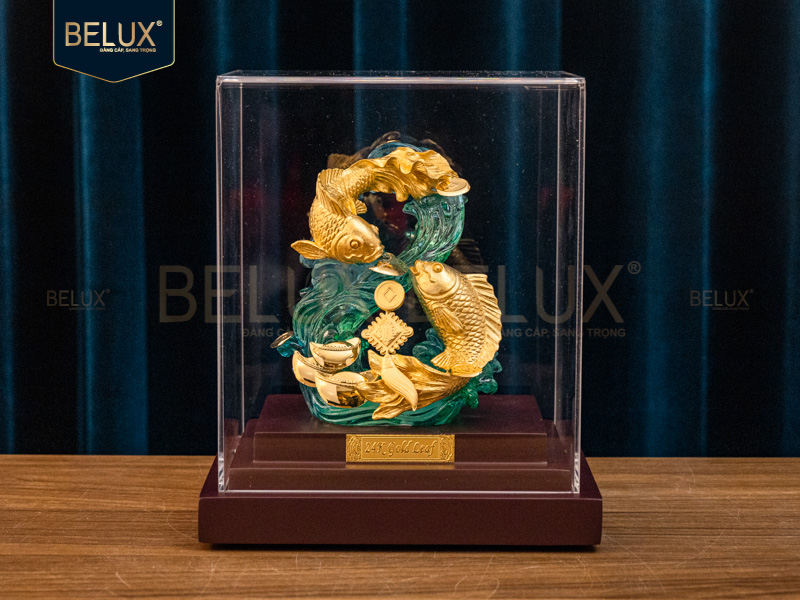 Tượng song ngư lưu ly dát vàng 24k&nbsp;