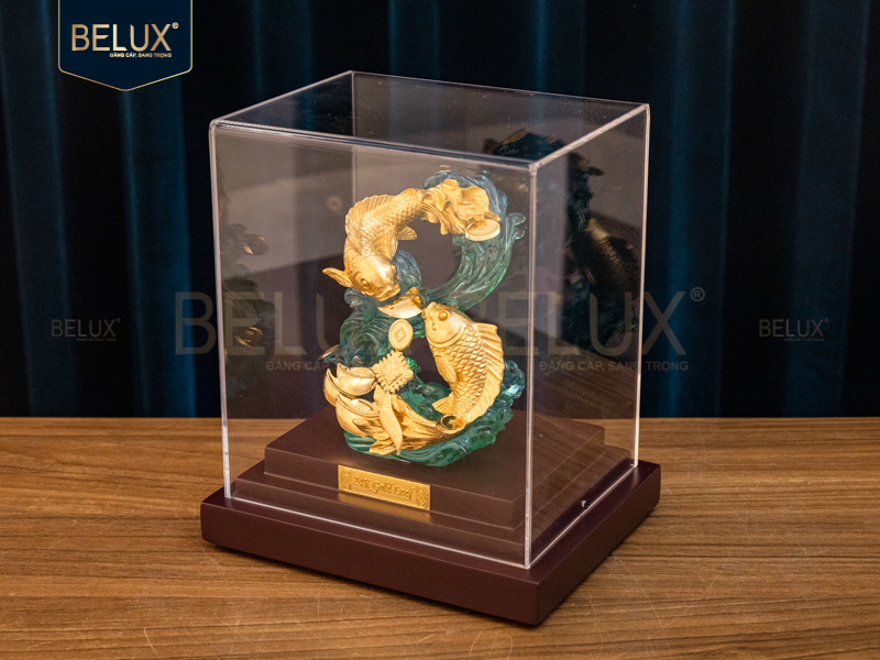 Tượng song ngư lưu ly dát vàng 24k&nbsp;