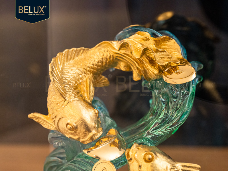 Tượng song ngư lưu ly dát vàng 24k&nbsp;
