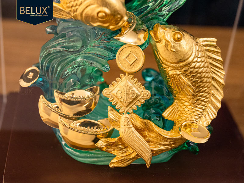 Tượng song ngư lưu ly dát vàng 24k&nbsp;