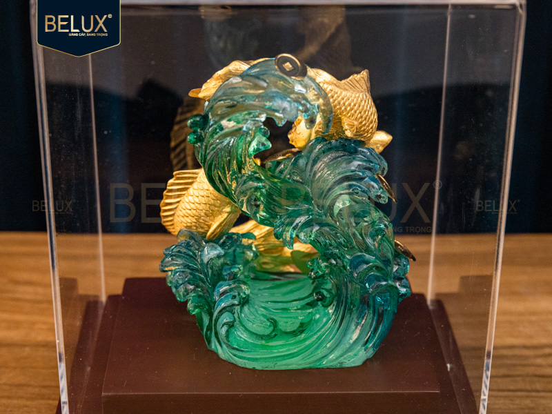 Tượng song ngư lưu ly dát vàng 24k&nbsp;