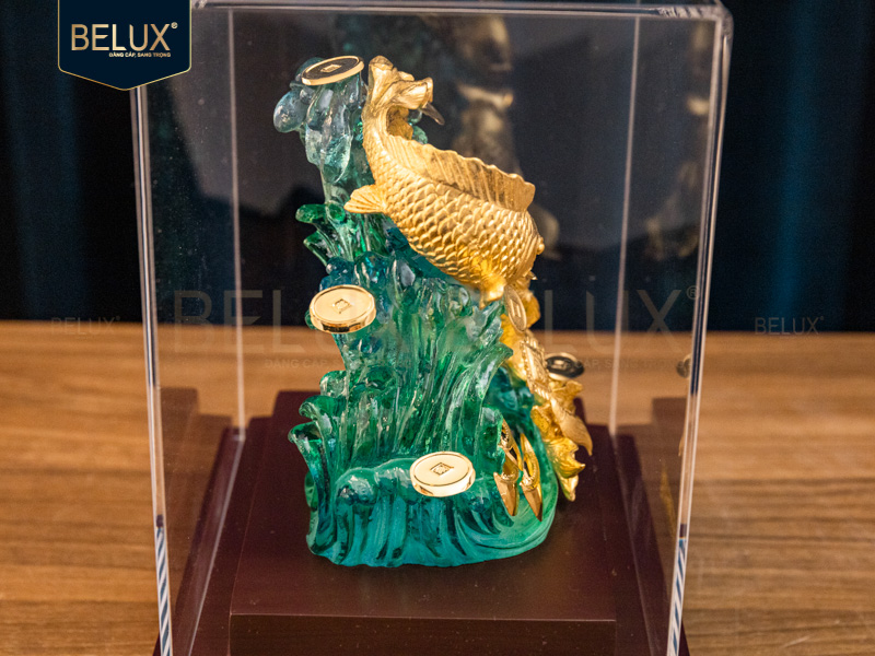 Tượng song ngư lưu ly dát vàng 24k&nbsp;