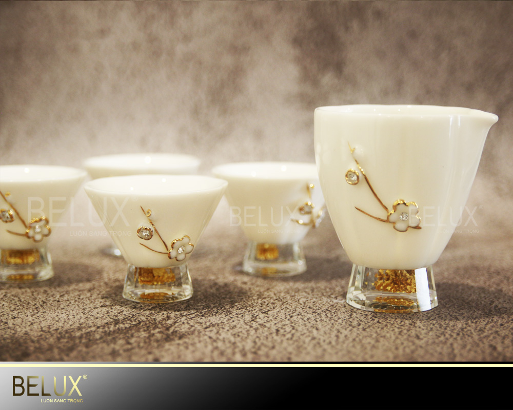 Bộ trà cao cấp pha lê Swarovski vàng lá 24k