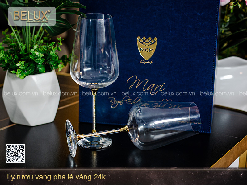 Ly Rượu Vang Pha Lê Vàng 24k