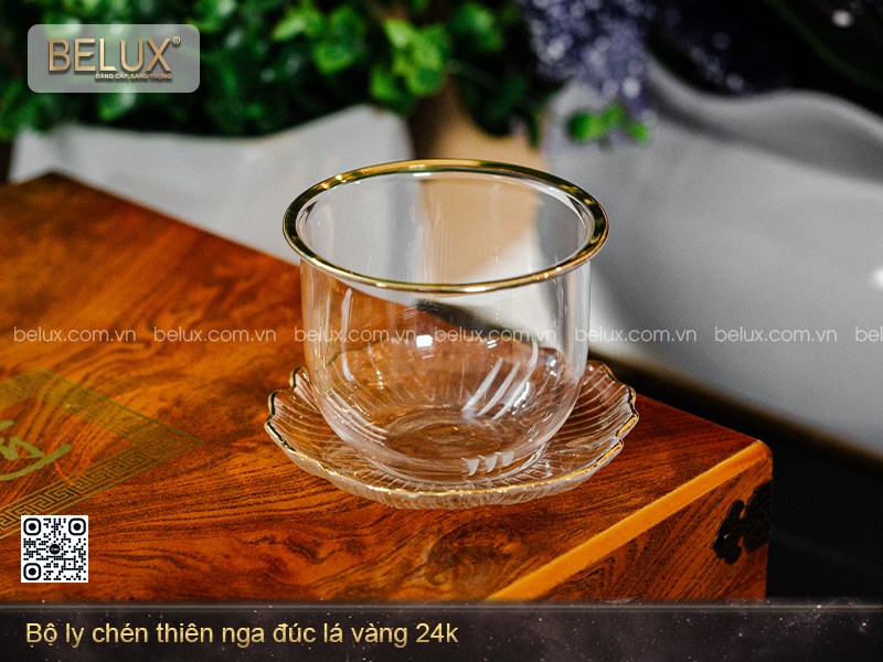 Bộ Ly Chén Thiên Nga Đúc Lá Vàng 24k