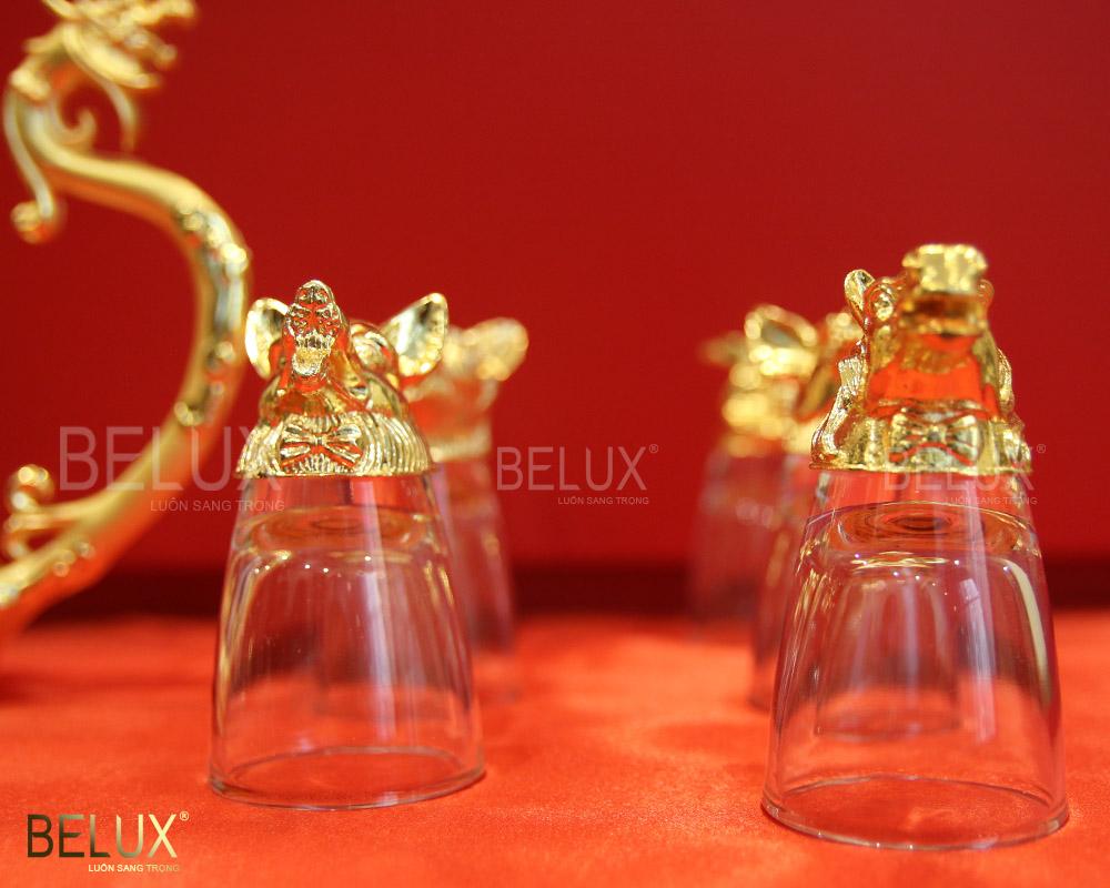 Bộ Ly Chén 12 Con Giáp Dát Vàng 24k