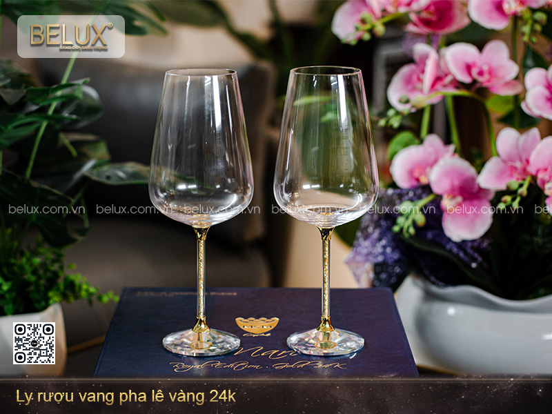 Ly Rượu Vang Pha Lê Vàng 24k
