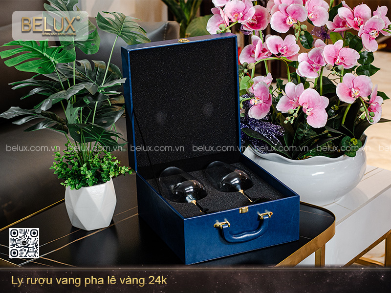 Ly Rượu Vang Pha Lê Vàng 24k