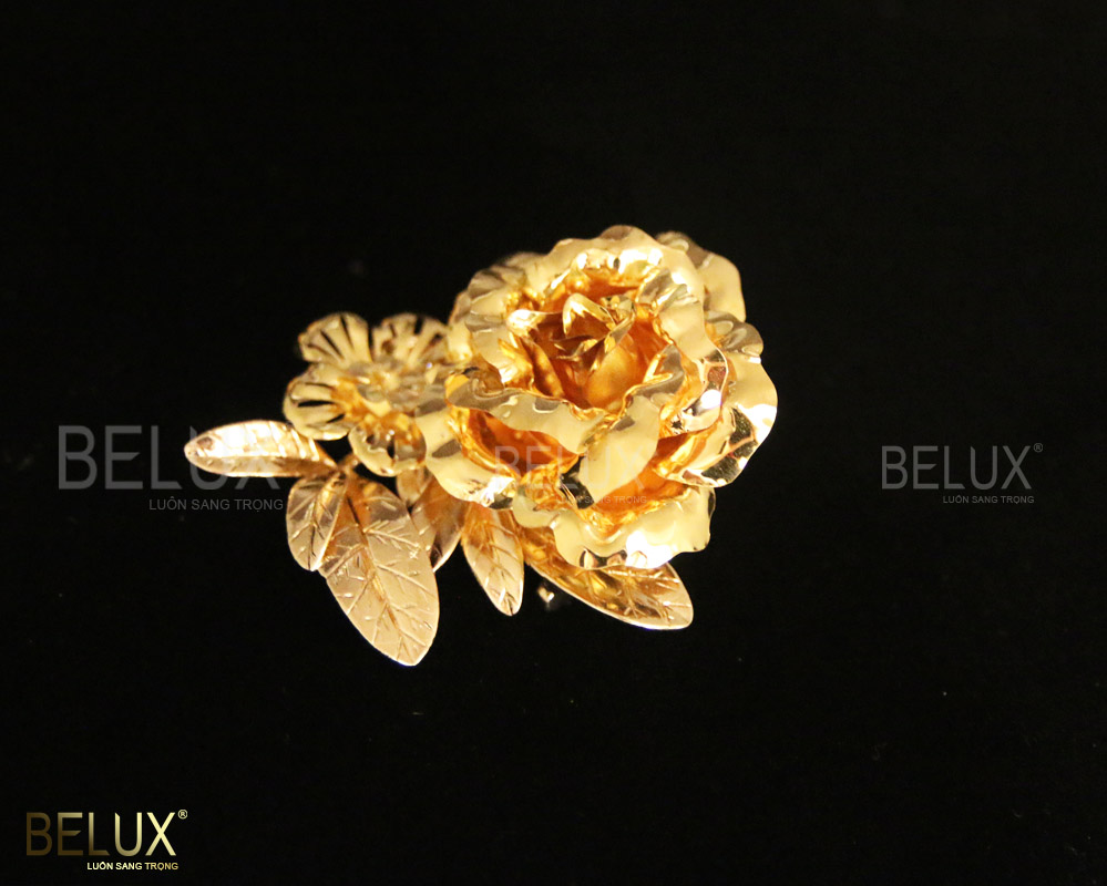 Cài Áo Hoa Hồng Mạ Vàng