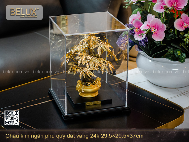 Chậu Kim Ngân Phú Quý Dát Vàng 24k