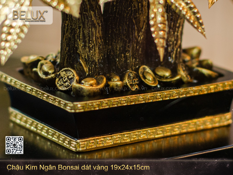 Chậu Kim Ngân Bonsai dát vàng 24K