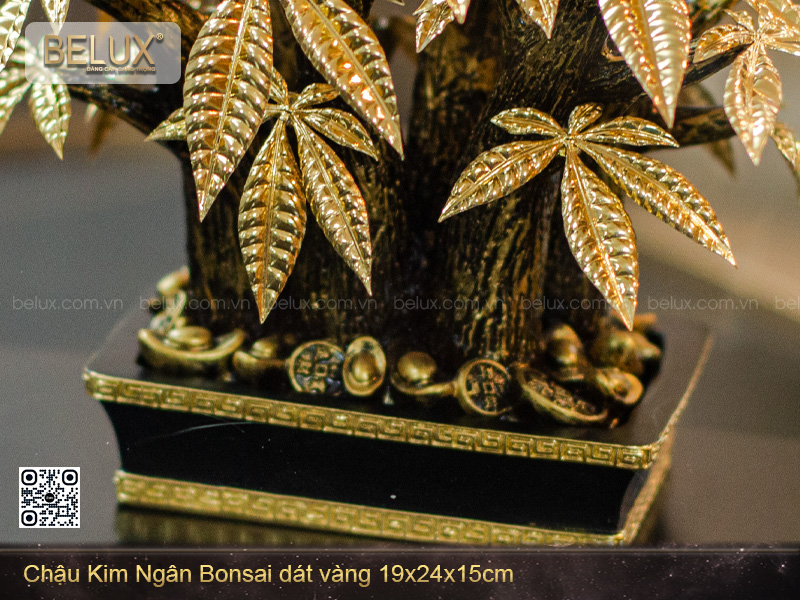 Chậu Kim Ngân Bonsai dát vàng 24K