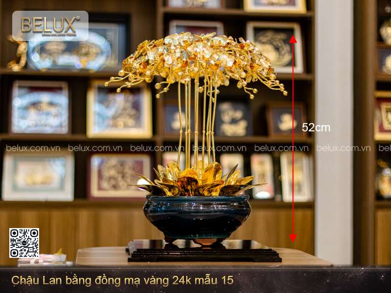 Chậu Lan bằng đồng mạ vàng 24k mẫu 15