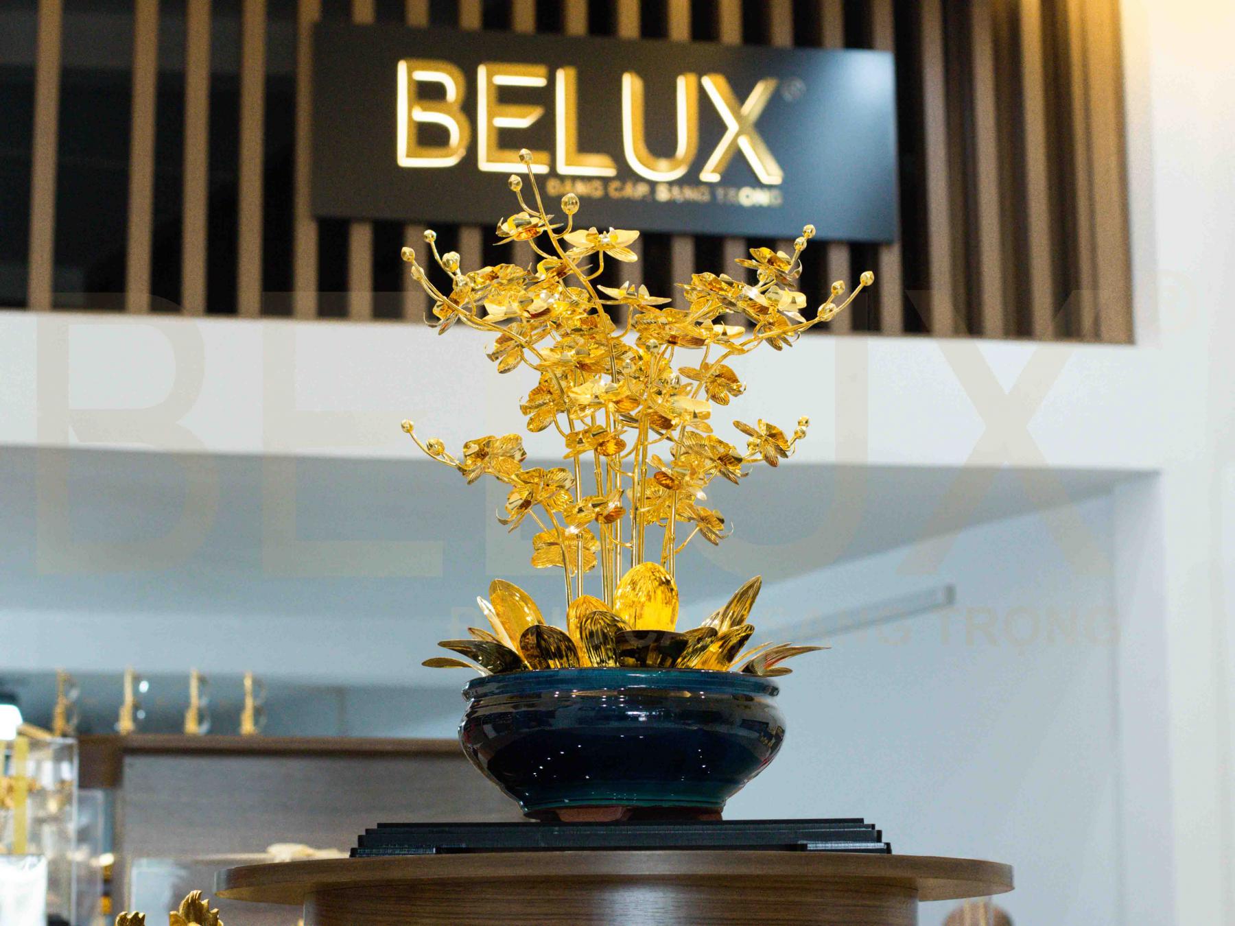 Chậu Lan bằng đồng mạ vàng 24k mẫu 11