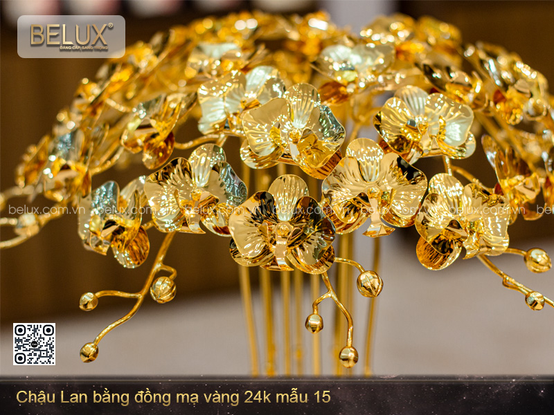 Chậu Lan bằng đồng mạ vàng 24k mẫu 15