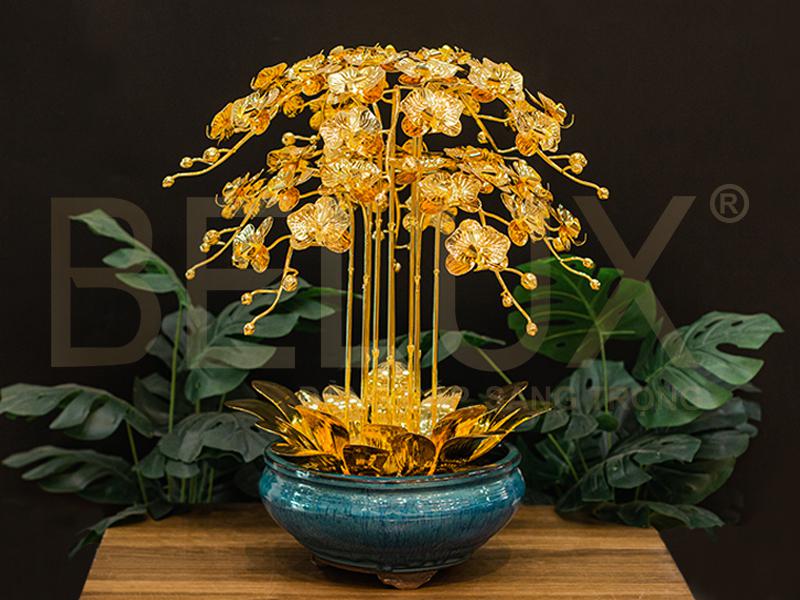 Chậu Lan Bằng Đồng Mạ Vàng 24k Mẫu 12