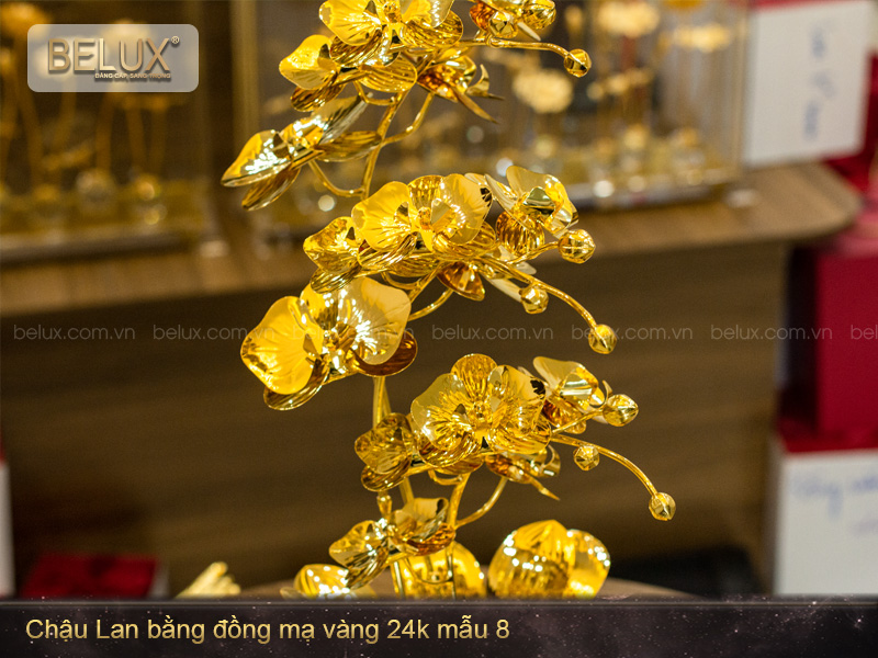 Chậu Lan bằng đồng mạ vàng 24k mẫu 08