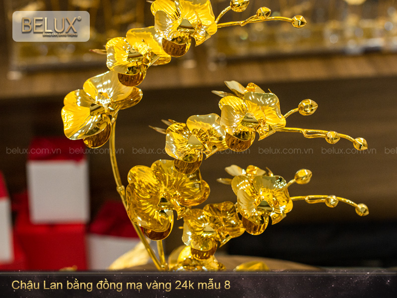 Chậu Lan bằng đồng mạ vàng 24k mẫu 08