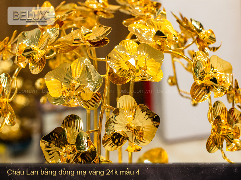 Chậu Lan bằng đồng mạ vàng 24k mẫu 04