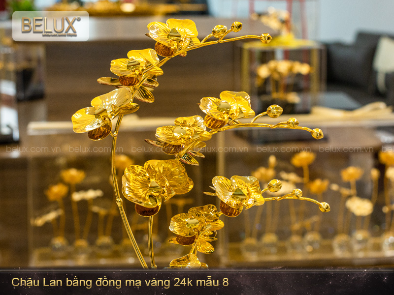 Chậu Lan bằng đồng mạ vàng 24k mẫu 08