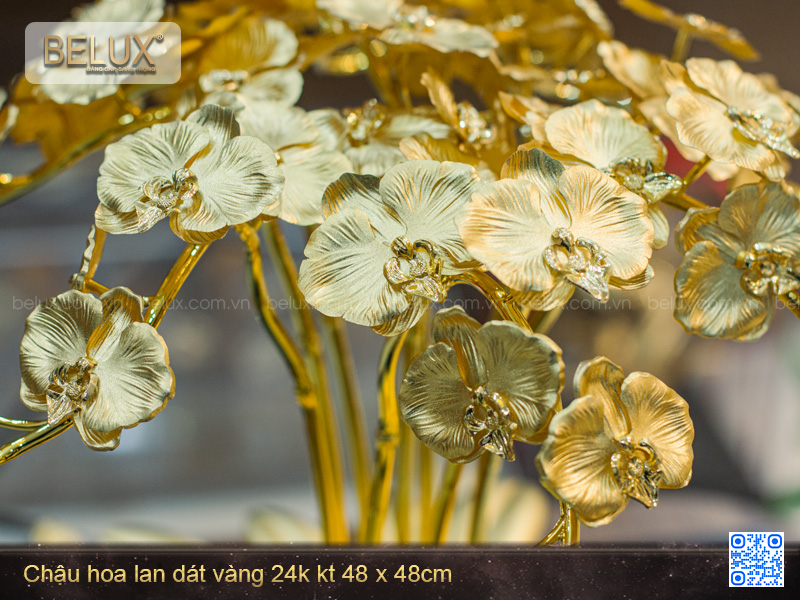 Chậu Hoa Lan Dát Vàng 24K 48cmx48cm
