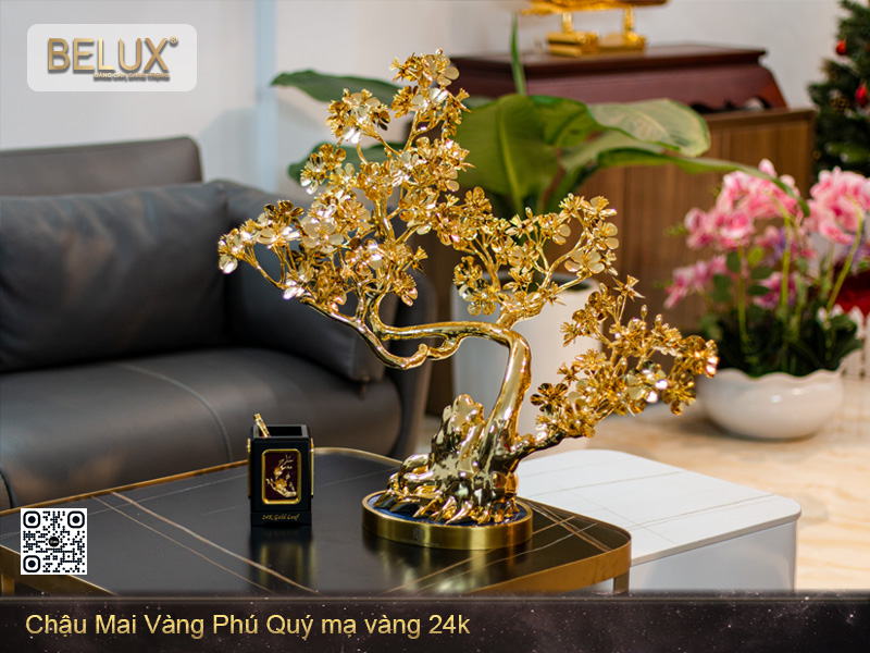 Chậu Mai Vàng Phú Quý Mạ Vàng 24K