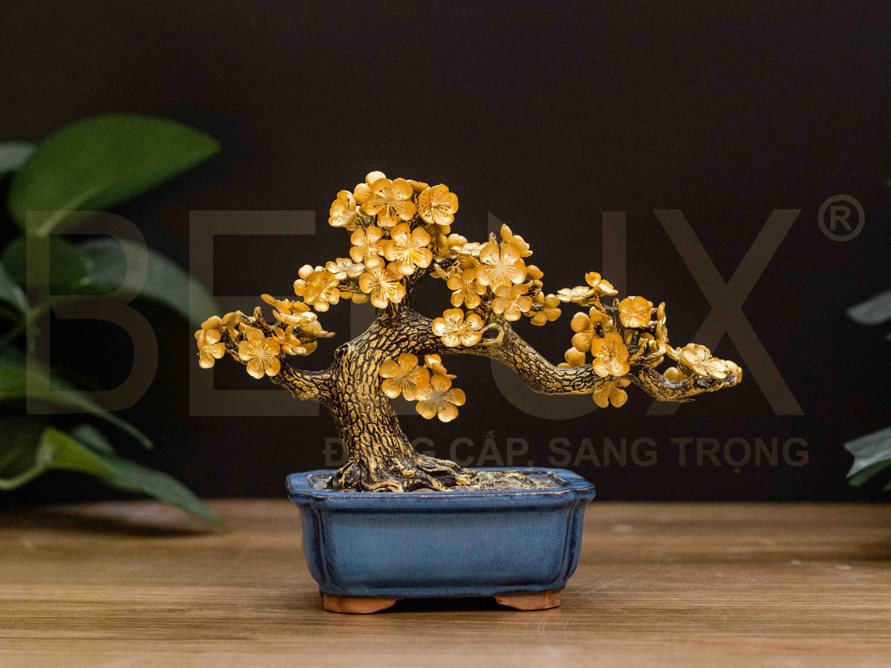 Chậu Mai Vàng Ngũ Phúc Dát Vàng 24k