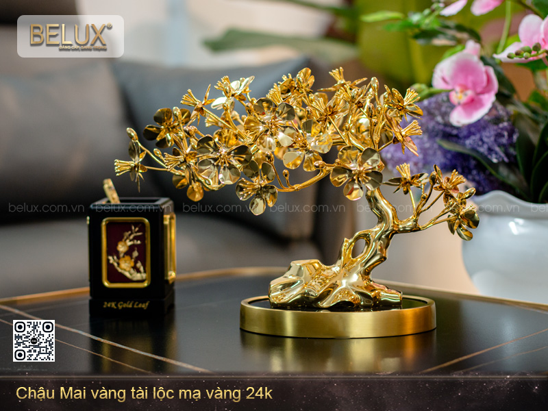 Chậu Mai Vàng Tài Lộc Mạ Vàng 24K