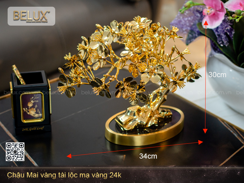 Chậu Mai Vàng Tài Lộc Mạ Vàng 24K