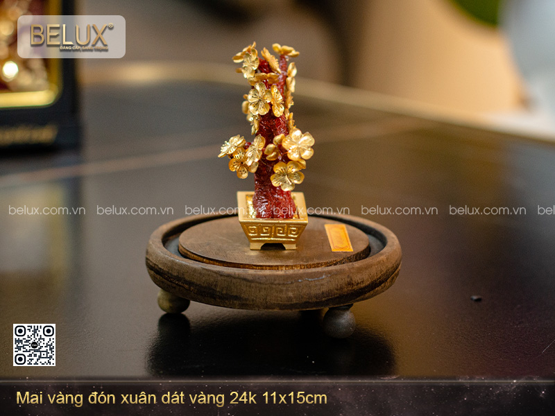 Mai Vàng Đón Xuân Dát Vàng 24k 11x15cm