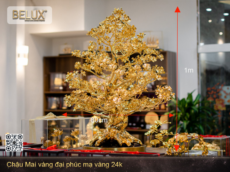 Chậu Mai vàng đại phúc mạ vàng 24K