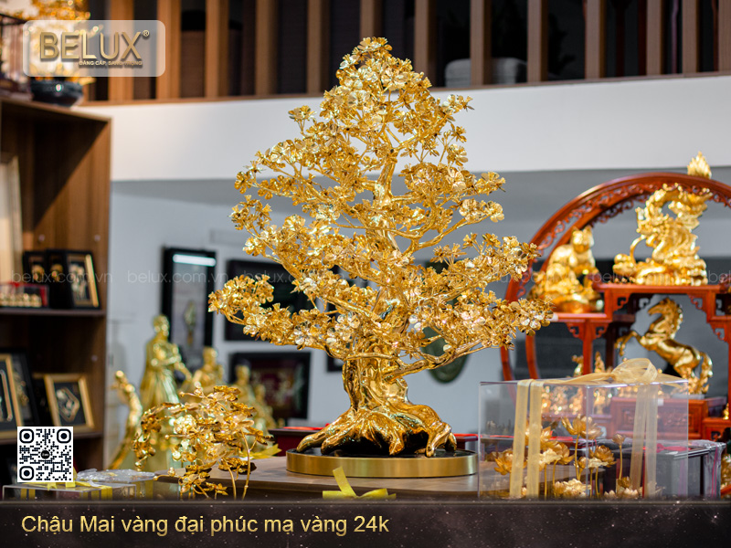 Chậu Mai vàng đại phúc mạ vàng 24K