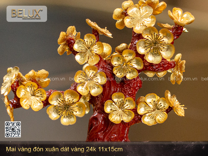 Mai Vàng Đón Xuân Dát Vàng 24k 11x15cm