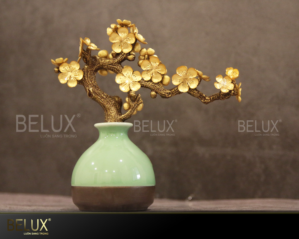 Bình tích lộc hoa mai dát vàng 24k