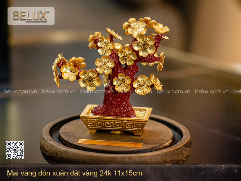 Mai Vàng Đón Xuân Dát Vàng 24k 11x15cm