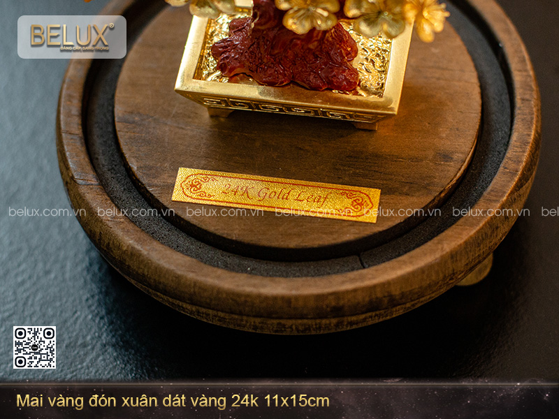 Mai Vàng Đón Xuân Dát Vàng 24k 11x15cm