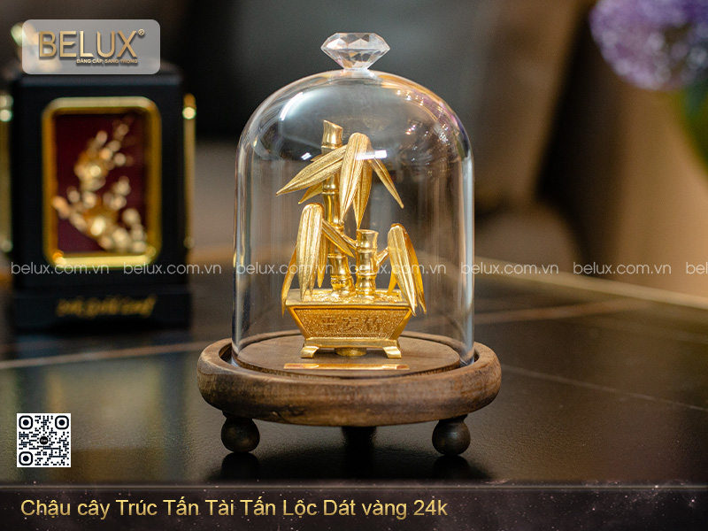 Chậu cây Trúc Tấn Tài Tấn Lộc Dát vàng 24k