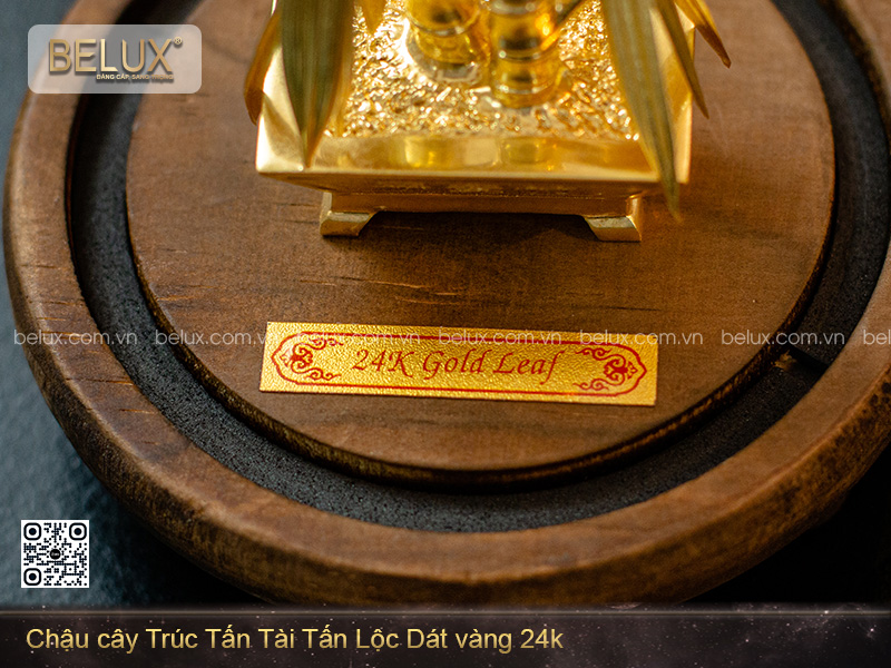 Chậu cây Trúc Tấn Tài Tấn Lộc Dát vàng 24k