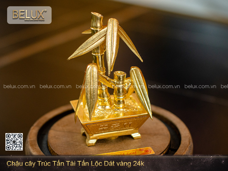 Chậu cây Trúc Tấn Tài Tấn Lộc Dát vàng 24k